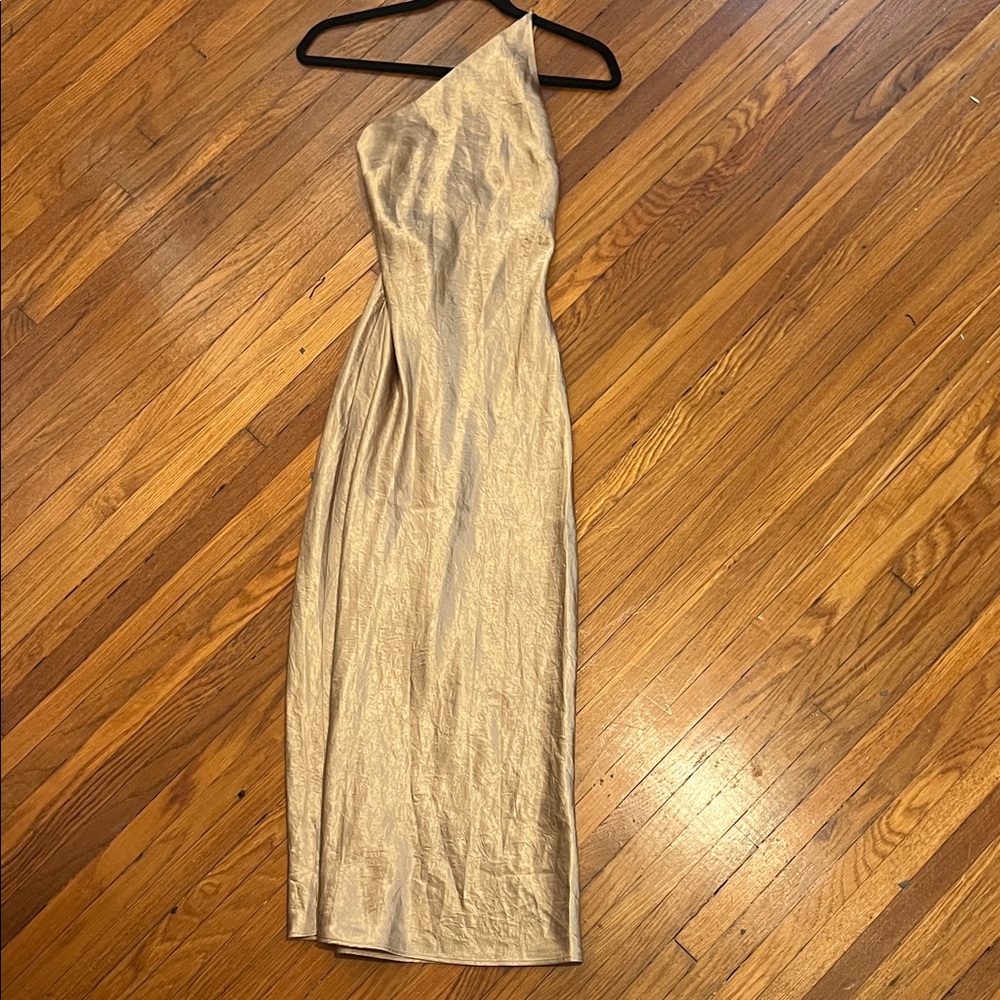 & Other Stories Elegant Gold One-Shoulder Dress